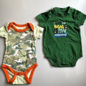 NIKE CAMO & BUG MOMMY BODYSUITS 0-6M  BUNDLE